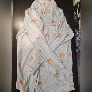 R.J. Salvage Light Blue Pajama Top with Champagne Print
